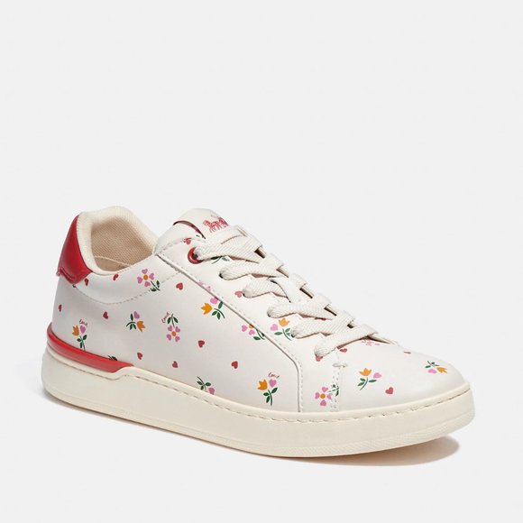 ❤️ Coach Clip Low Top Sneaker Heart Petal Print 8 8.5 9 10 🌸 - Picture 1 of 14
